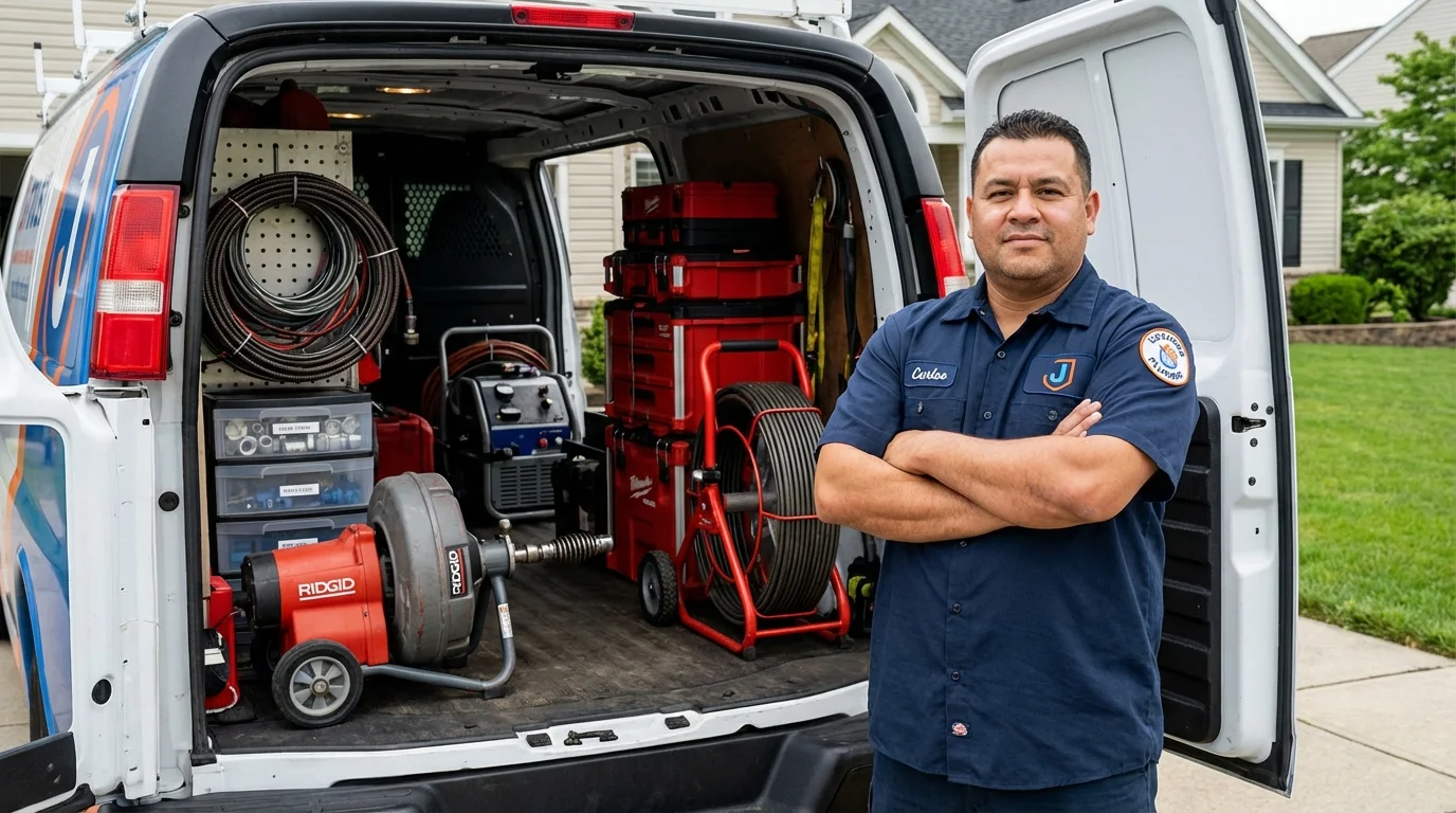 Professional drain cleaning equipment and Johns Plumbing LLC plumber in Lincoln